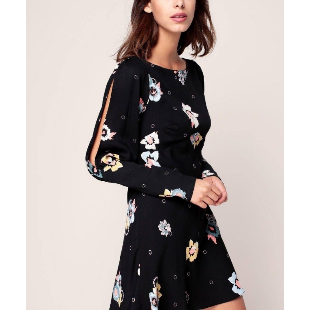 NWT Free People Black mini floral Dress size 8